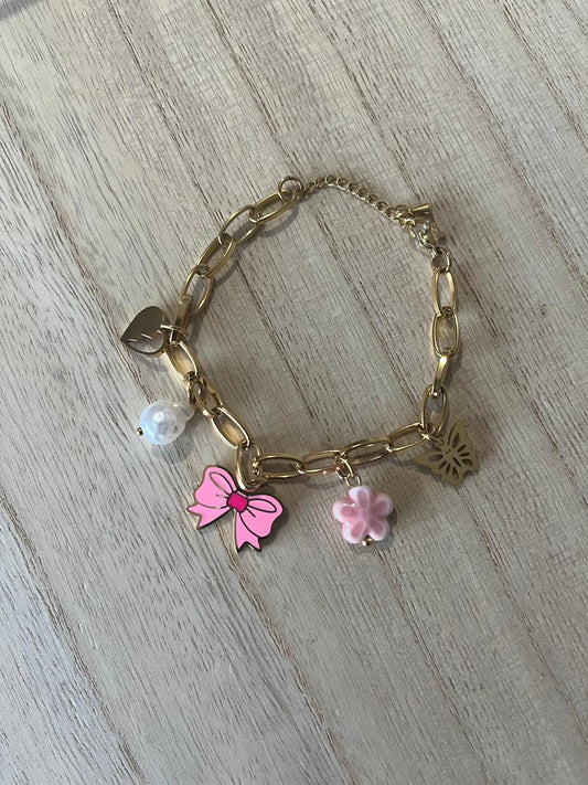 Charm Pink Bow Bracelet